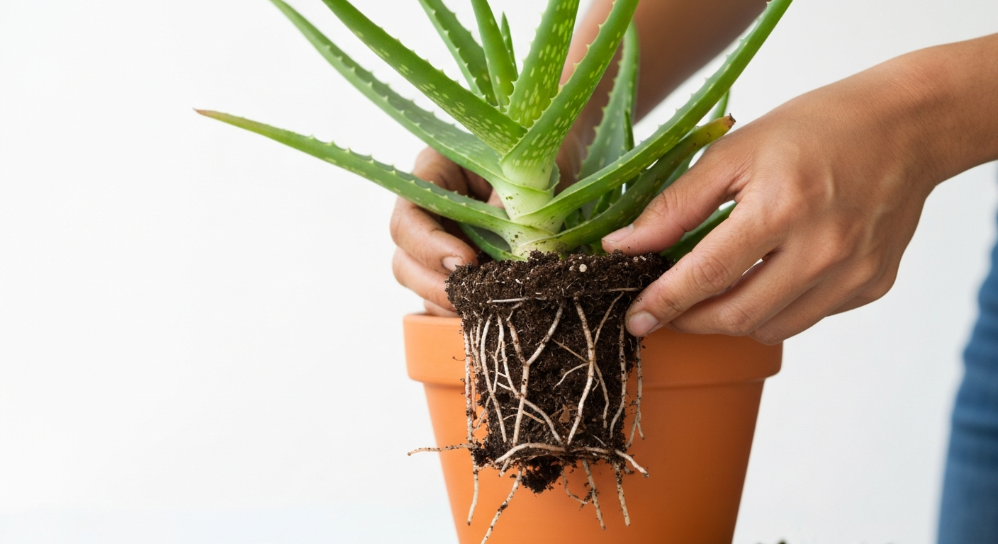 Aloë vera in een pot