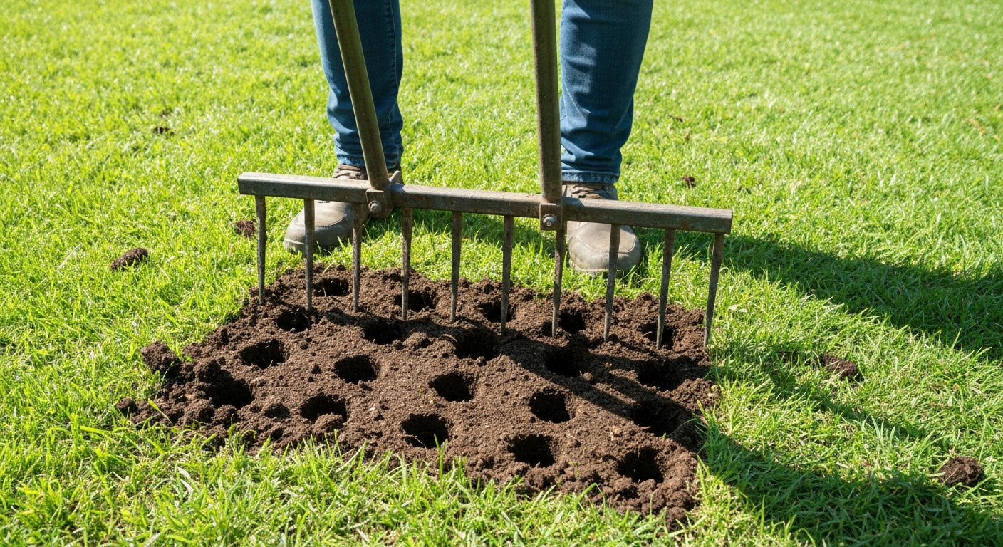 Afbeelding 2: Verticuteren van het gazon