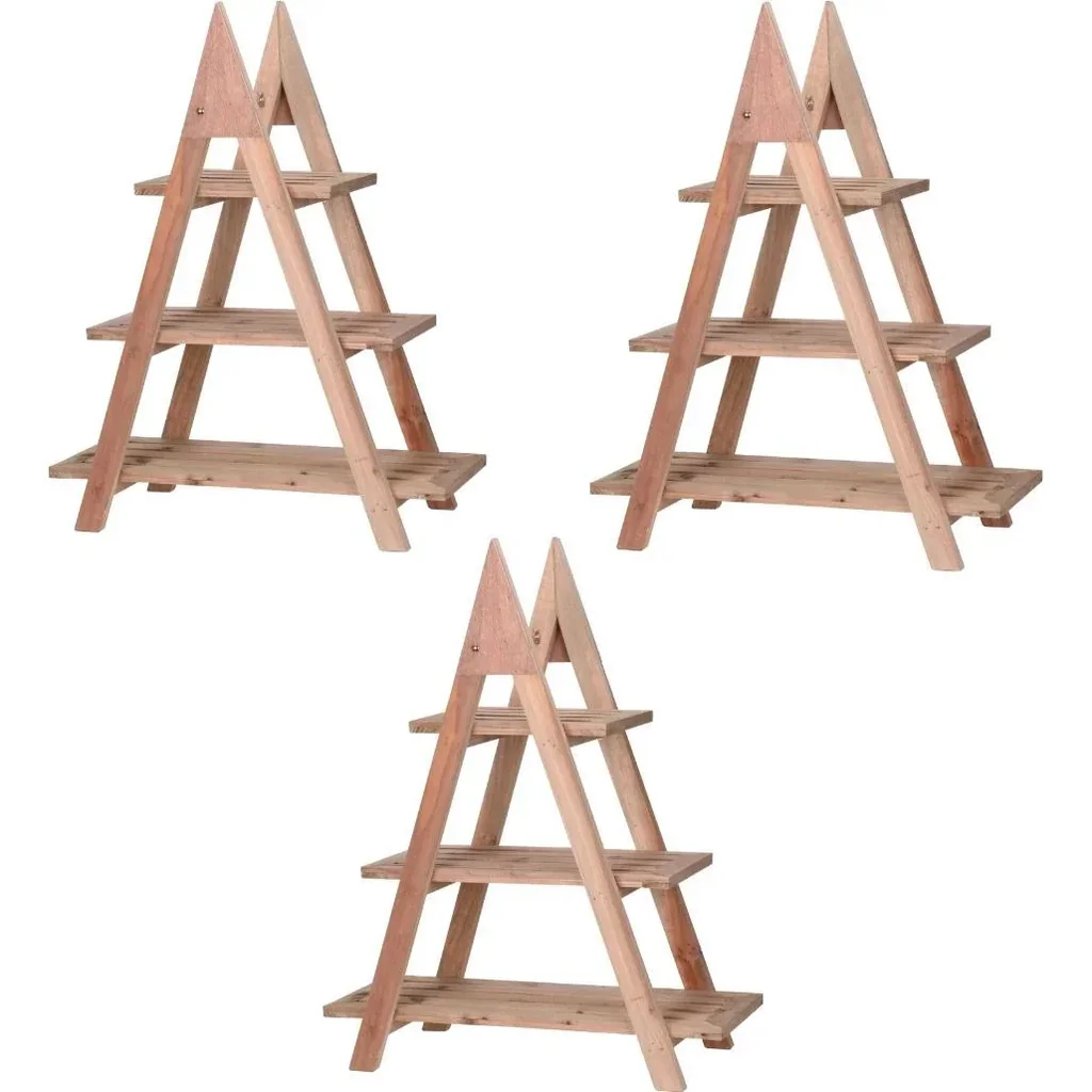 Ambiance Plant Shelf - Wood - 3 Levels - Triangle - 3 PACKS