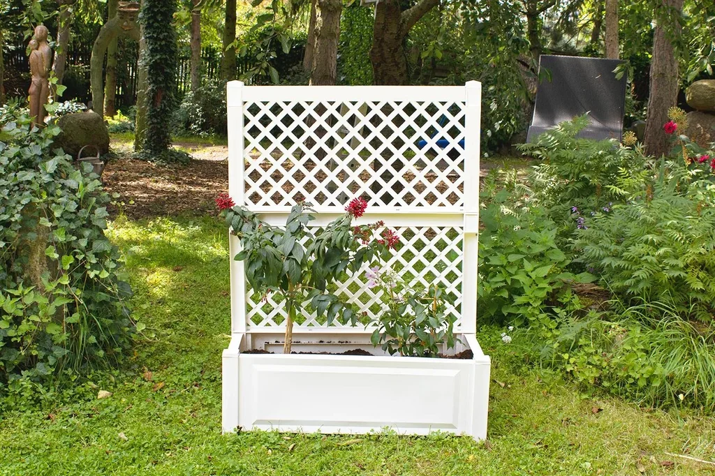 Plantenbak met traliewerk 100 cm, wit