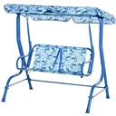 Children's Hollywood swing Children's swing with sunroof 2-seater garden swing for 3-6 years Metal Blue 110L x 70W x 11