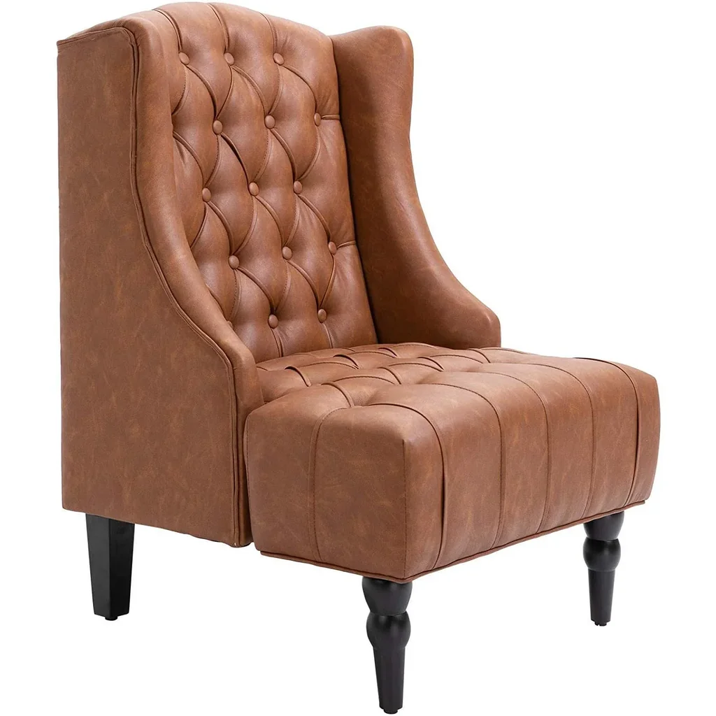 Wing chair with tufting