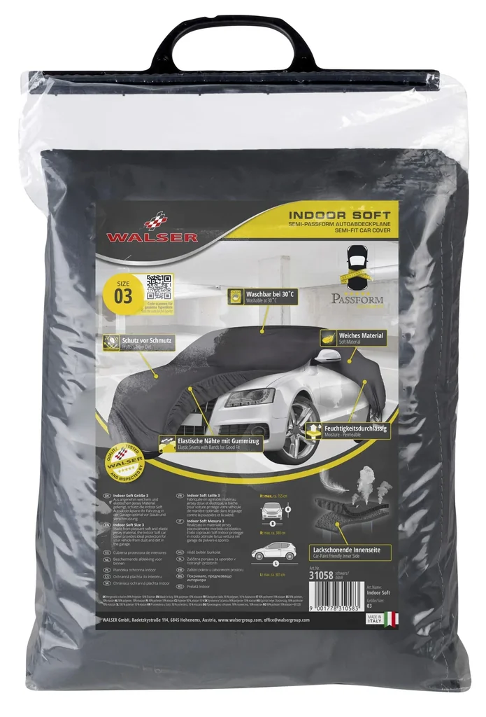 Car cover indoor soft - size 3 - 381x380x155cm - PES - elastane