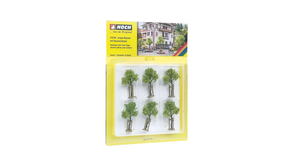Young trees with tree supports, 6 pieces, 4 cm high