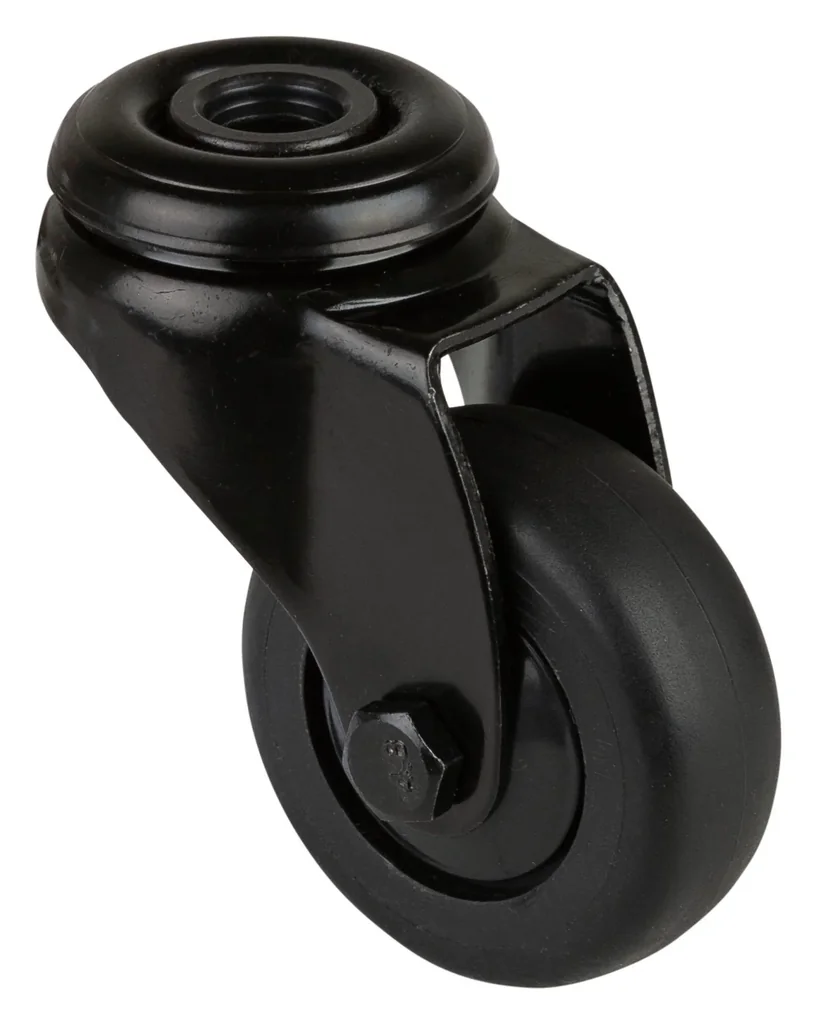 Swivel castor with bolt hole