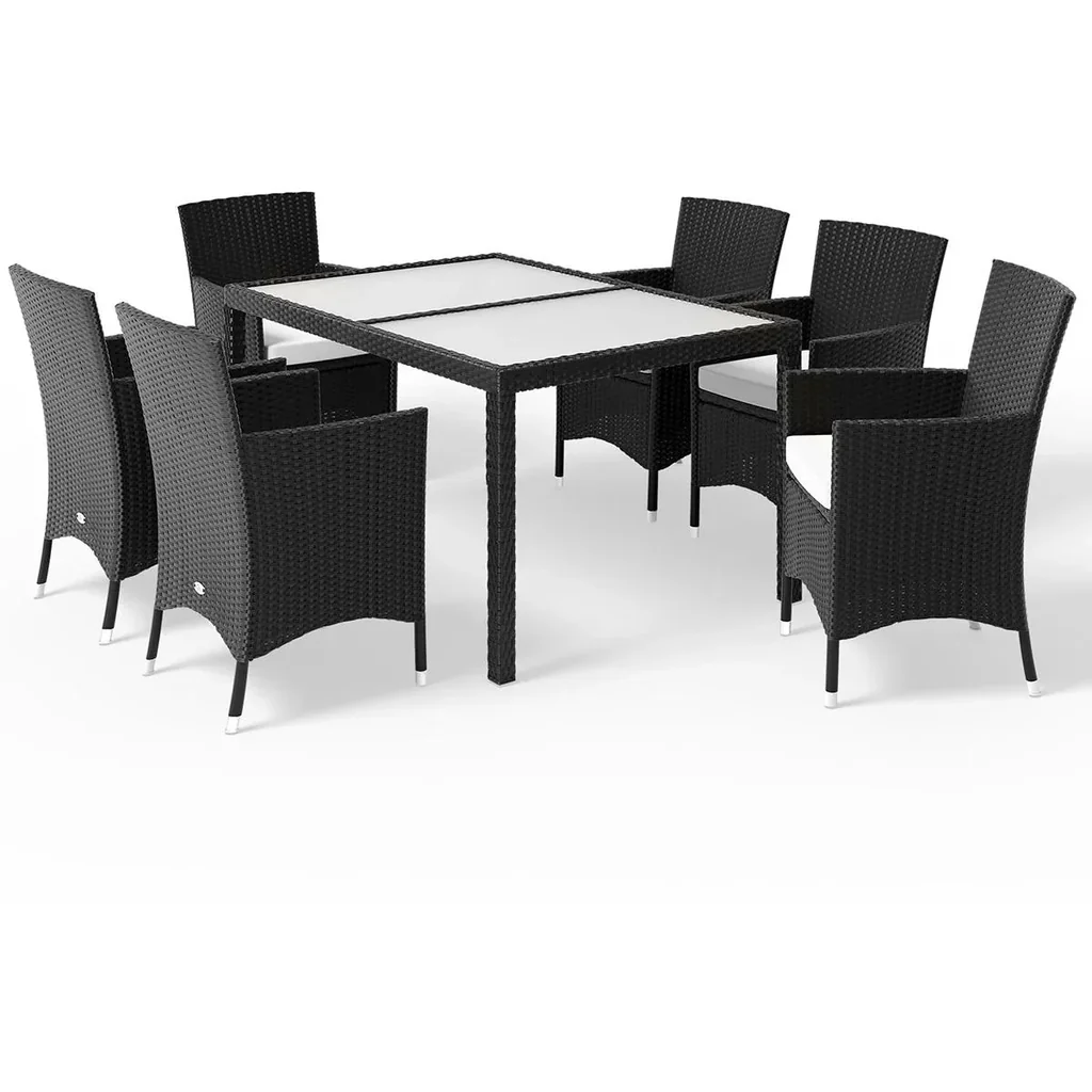 Garden set polyrattan Milan 6+1 set - black