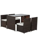Polyrattan set as a 5-piece set brown/cream white