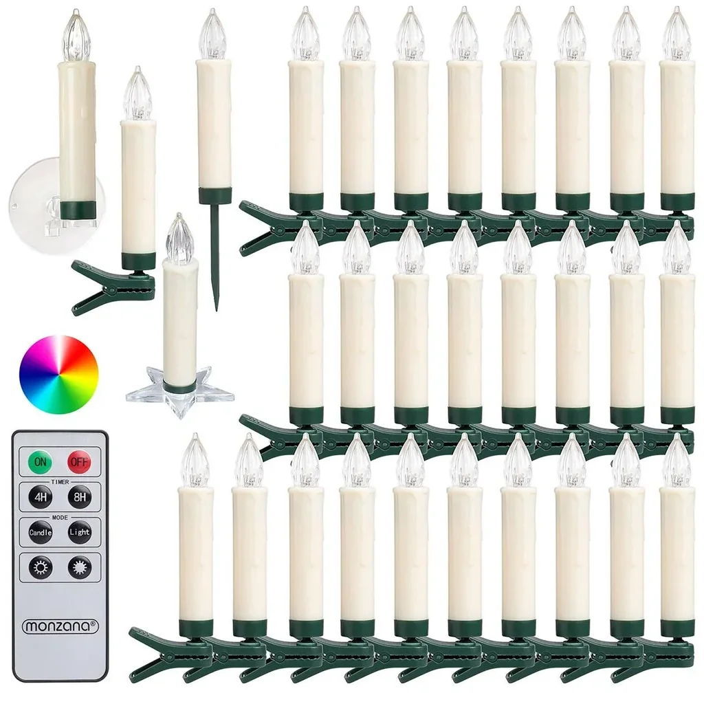 LED Christmas tree lights - Christmas tree decorations - Set of 30 colored lights, remote controlled