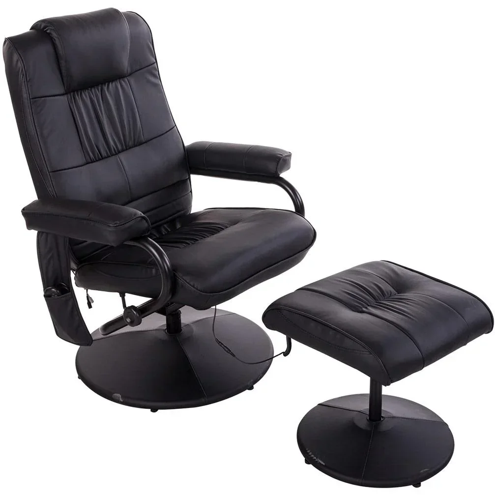 TV armchair massage chair with stool and heat function black