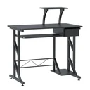 Computer desk work table with shelves and drawers desk office table space-saving stable metal MDF black 90 x