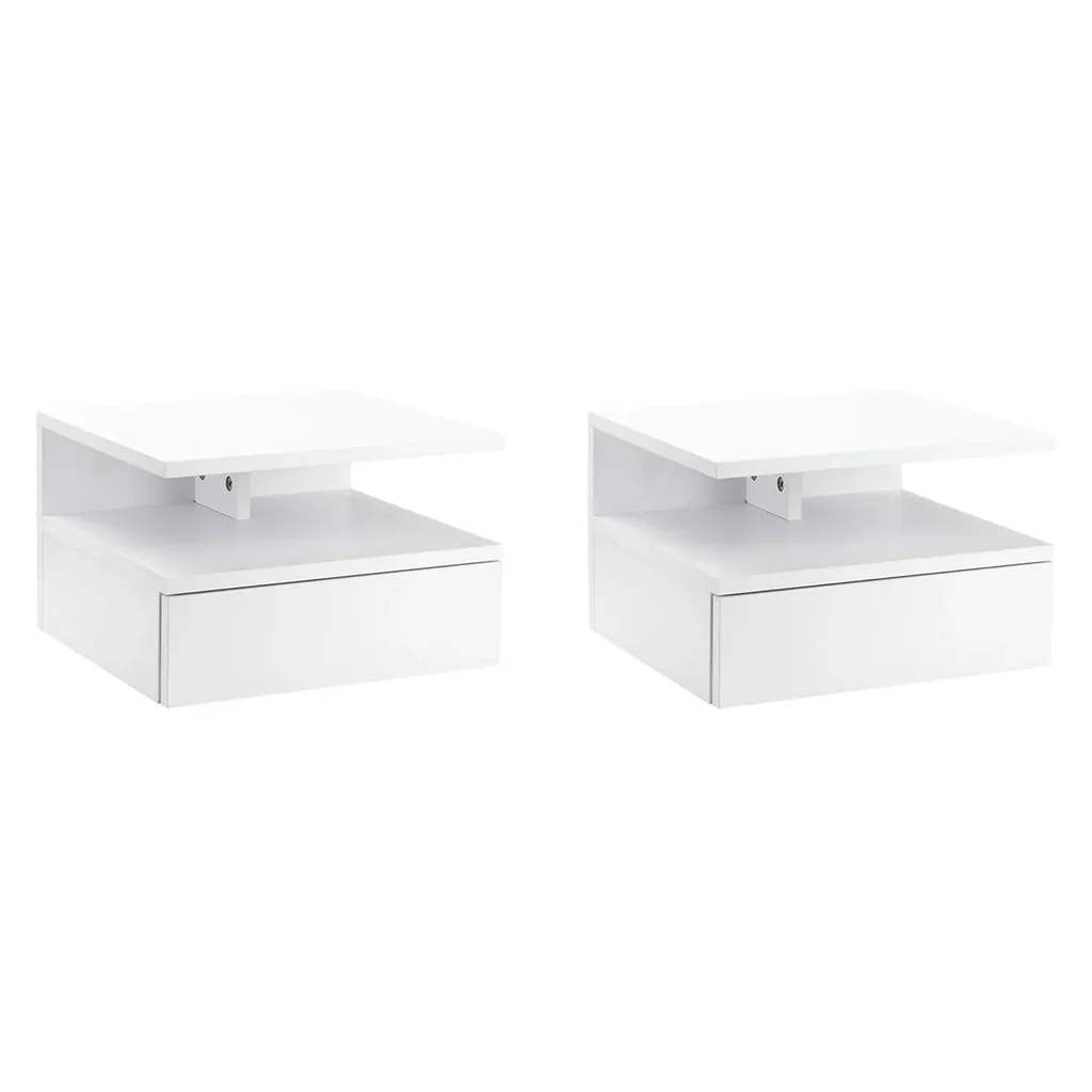 2-piece wall-mounted nightstands, bedside table, wall cabinet with drawer, floating design, bedroom nightstand, side table
