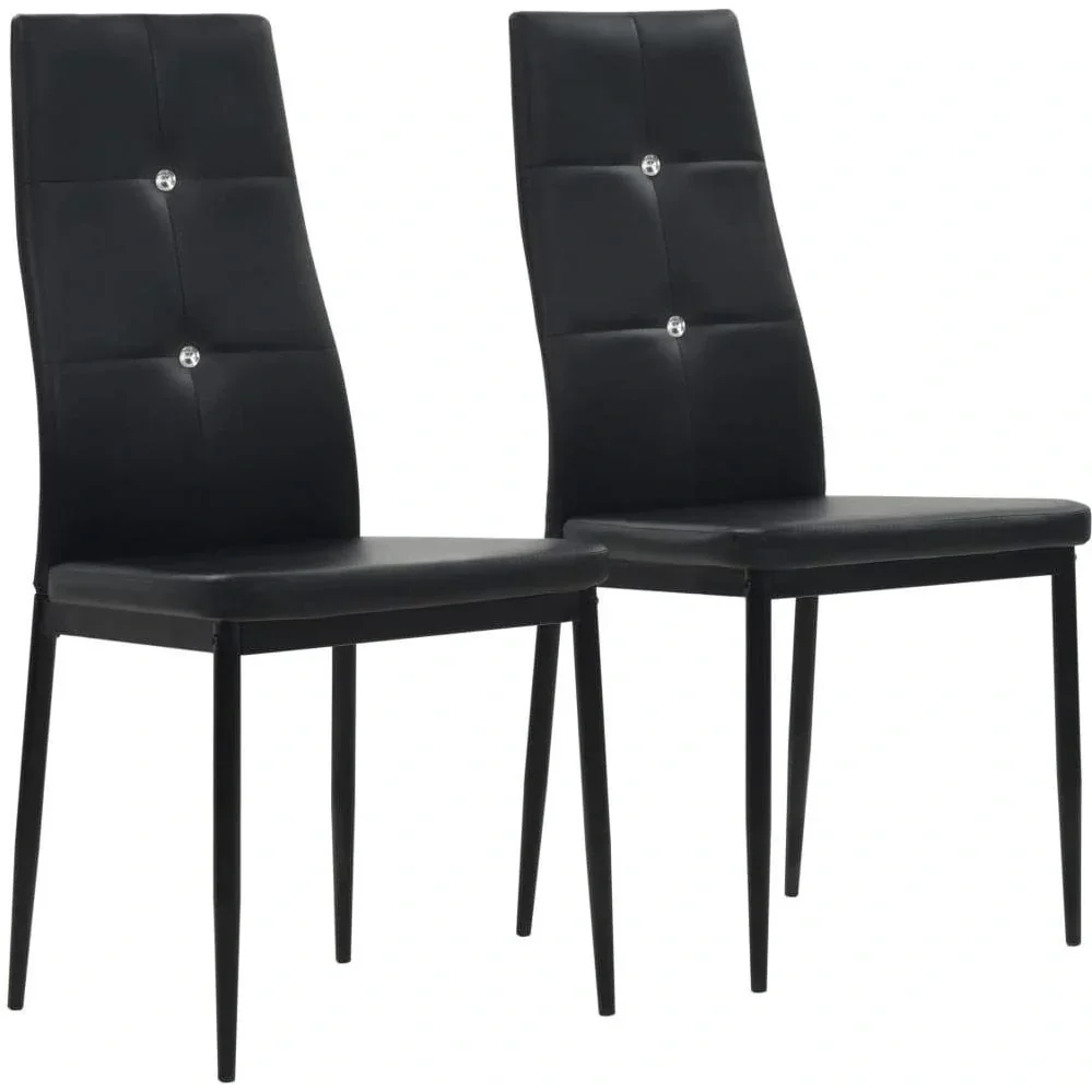 Dining room chairs 2 pieces faux leather black