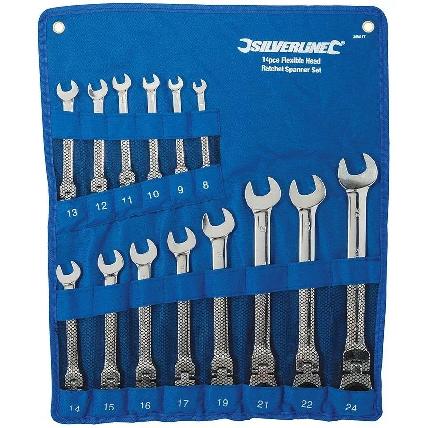14-piece flexible socket wrench set 8 - 24 mm
