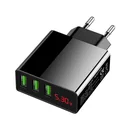 3-way USB charging adapter with integrated quick charge function and LED display