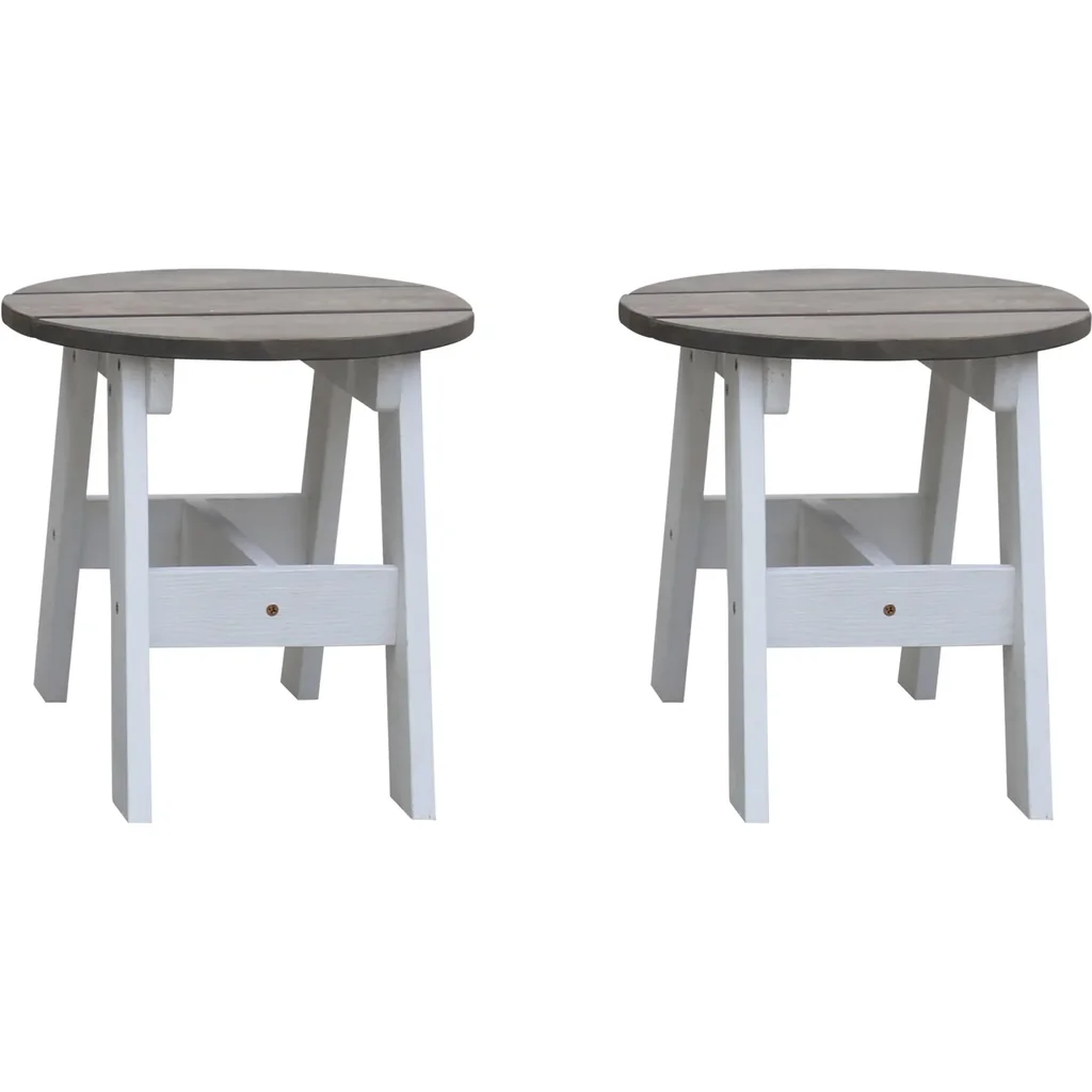 2-piece picnic stool set round gray/white
