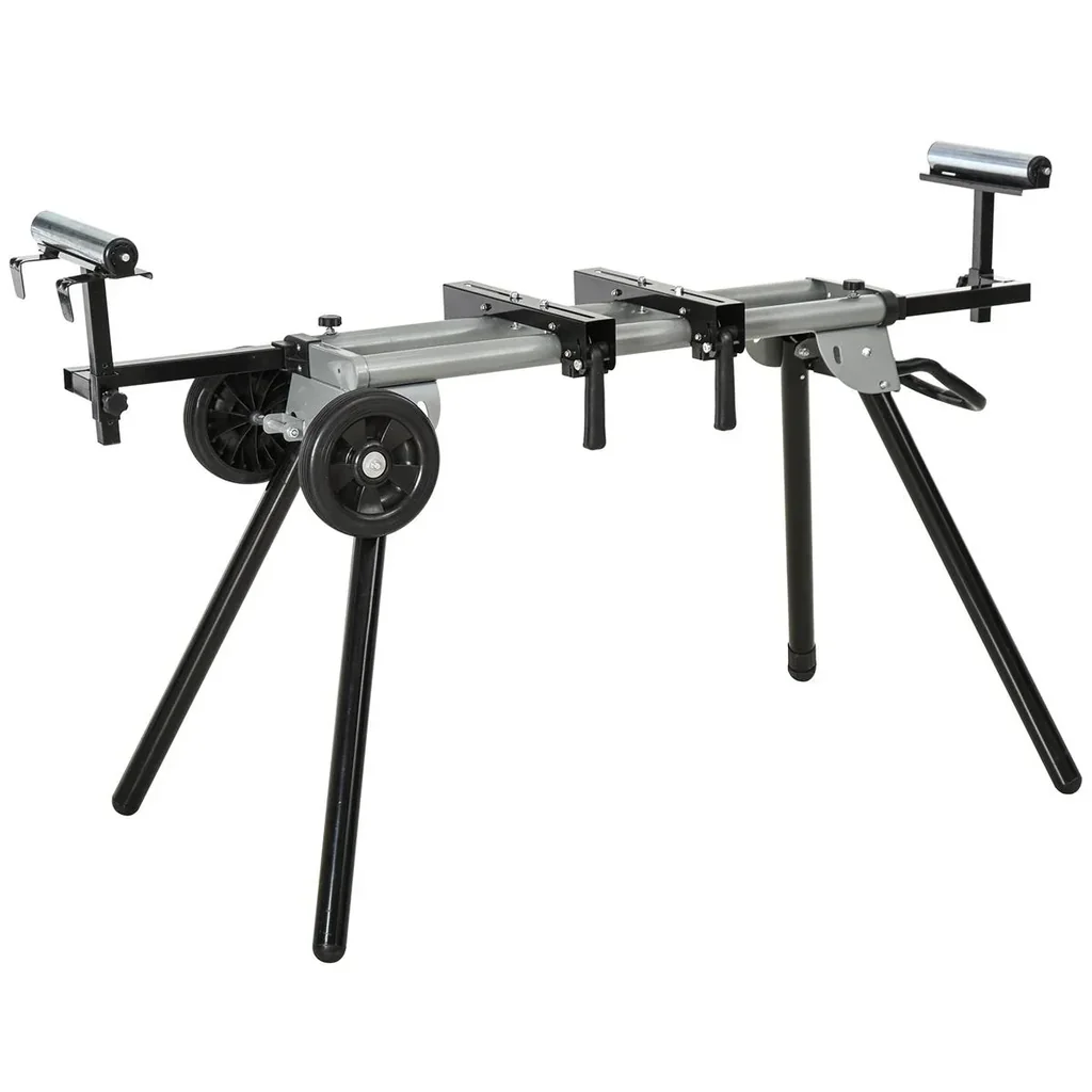 Base frame for miter saws Work table for miter and crosscut saws Saw frame miter saw steel black + silver side
