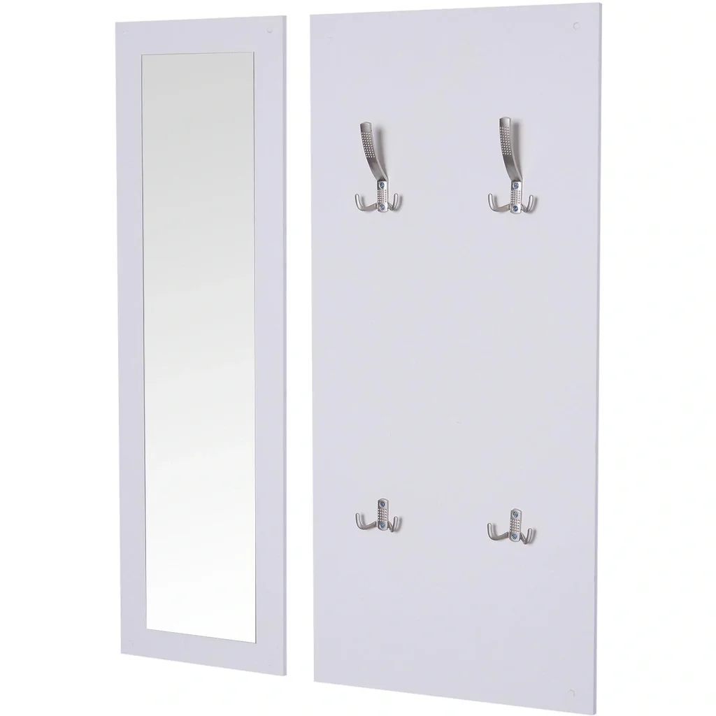 3-piece wardrobe set hallway wardrobe with shoe cabinet wardrobe wall mirror 4 hooks white 30 x 100 cm
