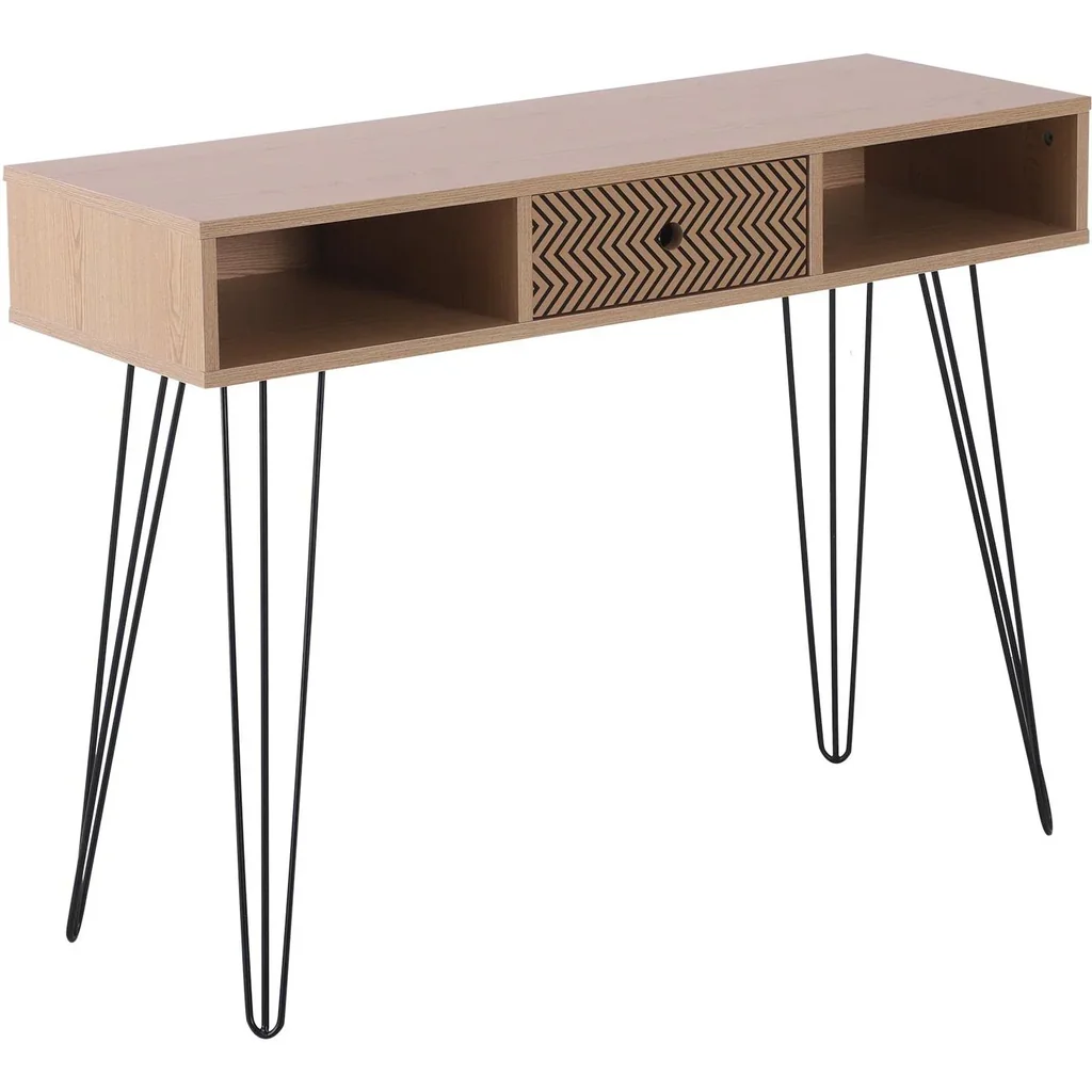 Desk PC table office table work table computer table with zigzag pattern natural 100 x 34.5 x 74.5 cm