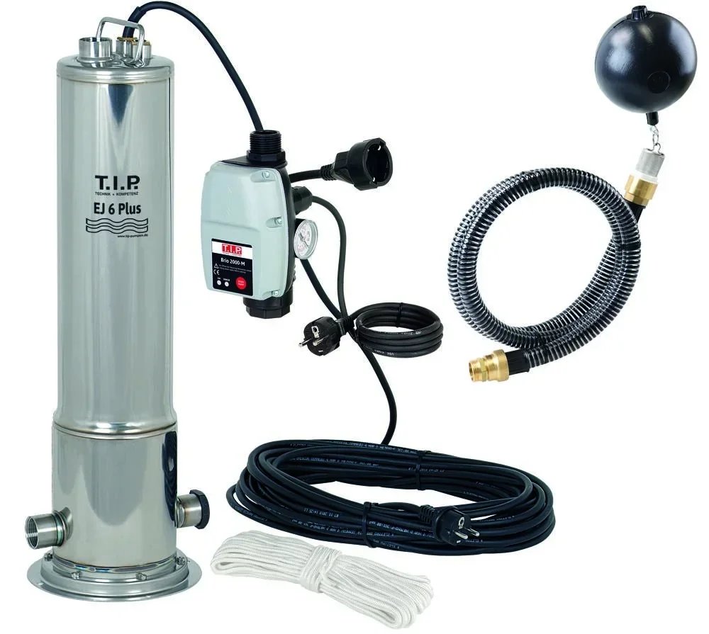 EJ 6 Plus submersible cistern pressure pump with connection accessories and electric pump control, flow rate up to 6,300 l/h.