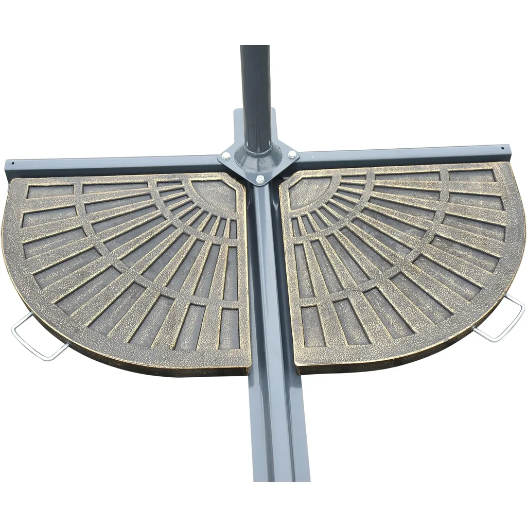 2 pcs, parasol stand plate umbrella stand umbrella stand semi-circular removable handle with resin bronze 30 kg