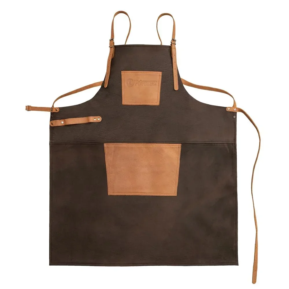 Buffalo leather apron with crossed back strap
