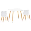 3-piece children's table set, arched children's seating group, table with 2 chairs, MDF table legs made of pine wood, white + natural wood