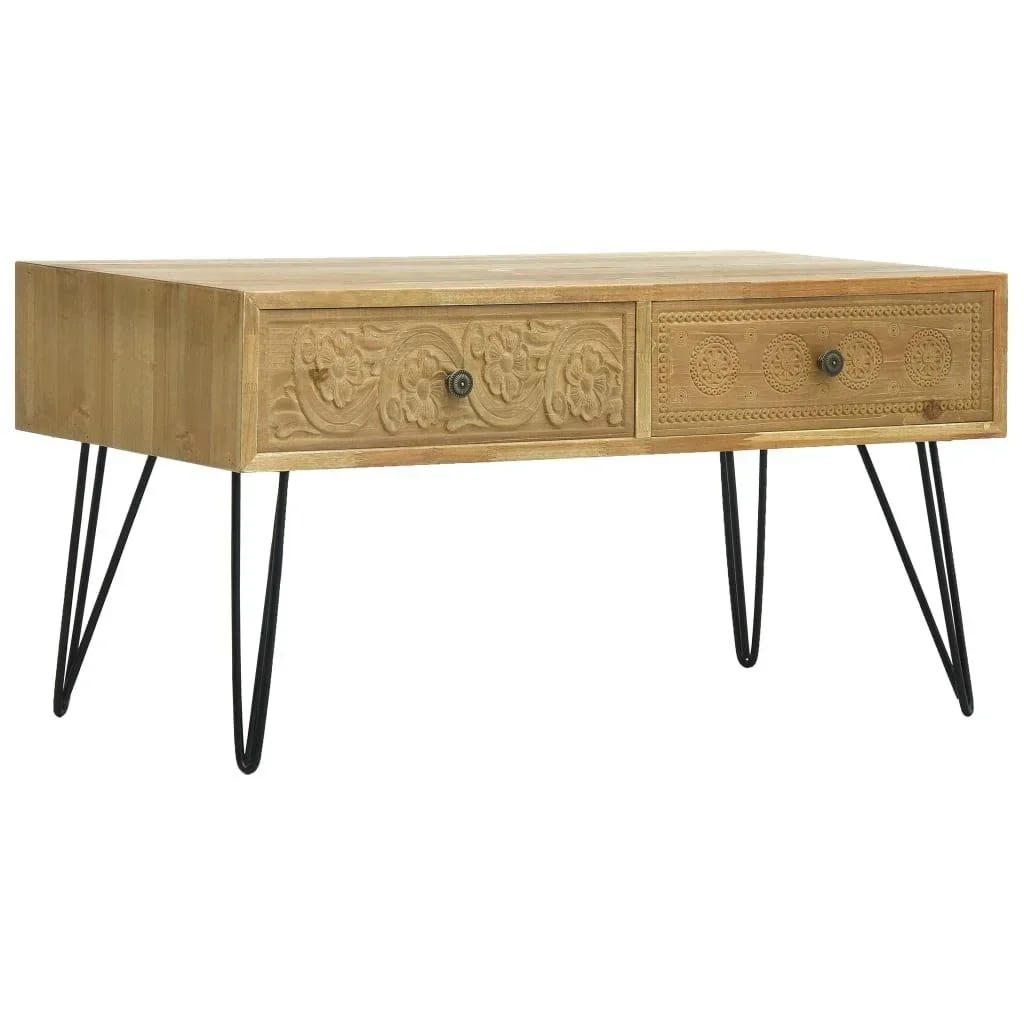 Coffee table with 2 drawers 80x40x40.5 cm processed wood brown