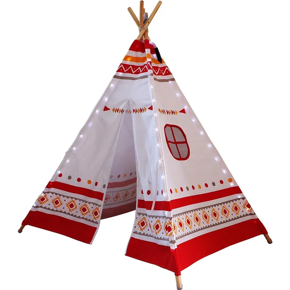 LED tipi tent red / white