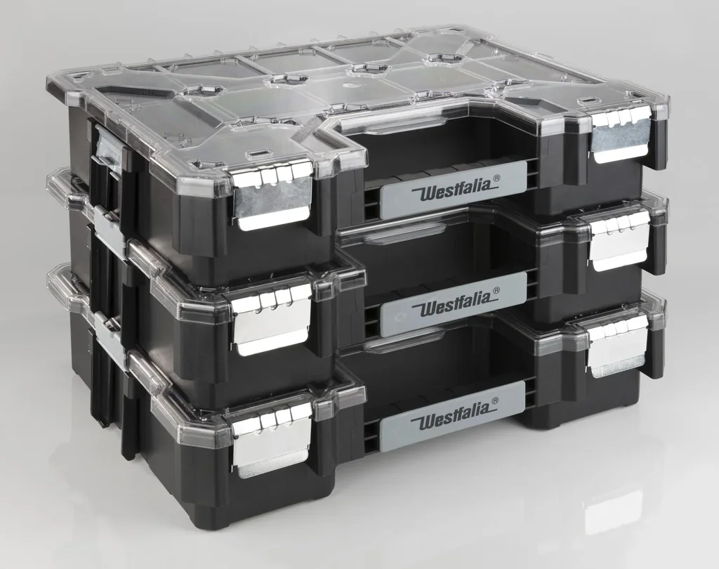 Assortment case with 12 interchangeable boxes
