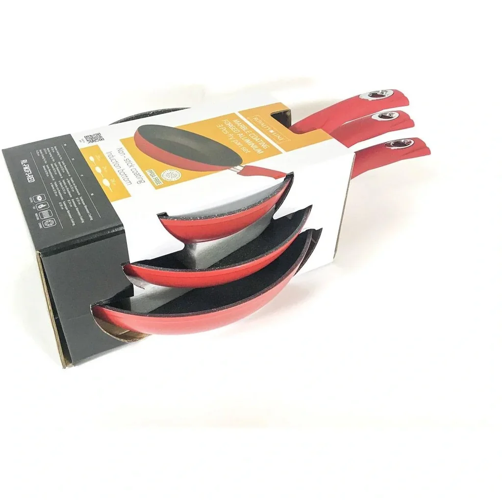 3-piece frying pan set red
