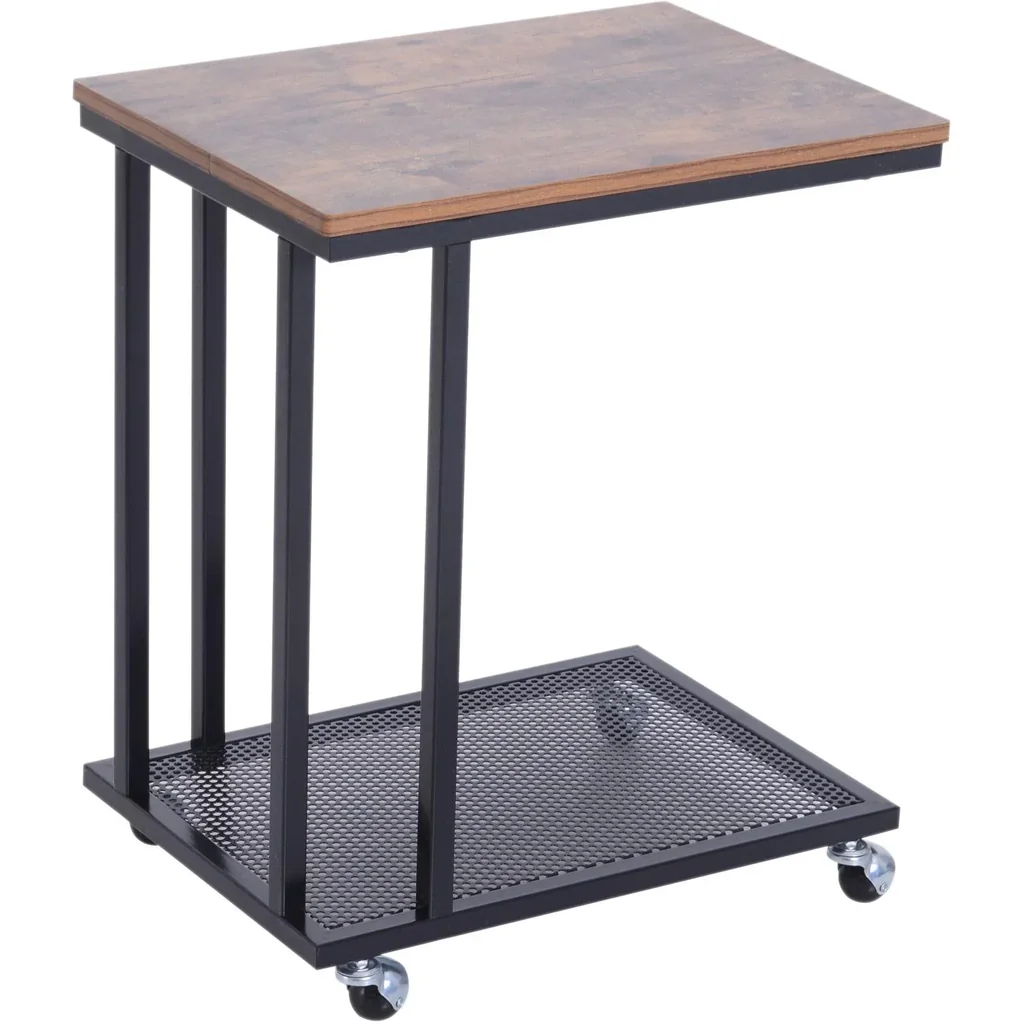 Rollable C-shaped side table