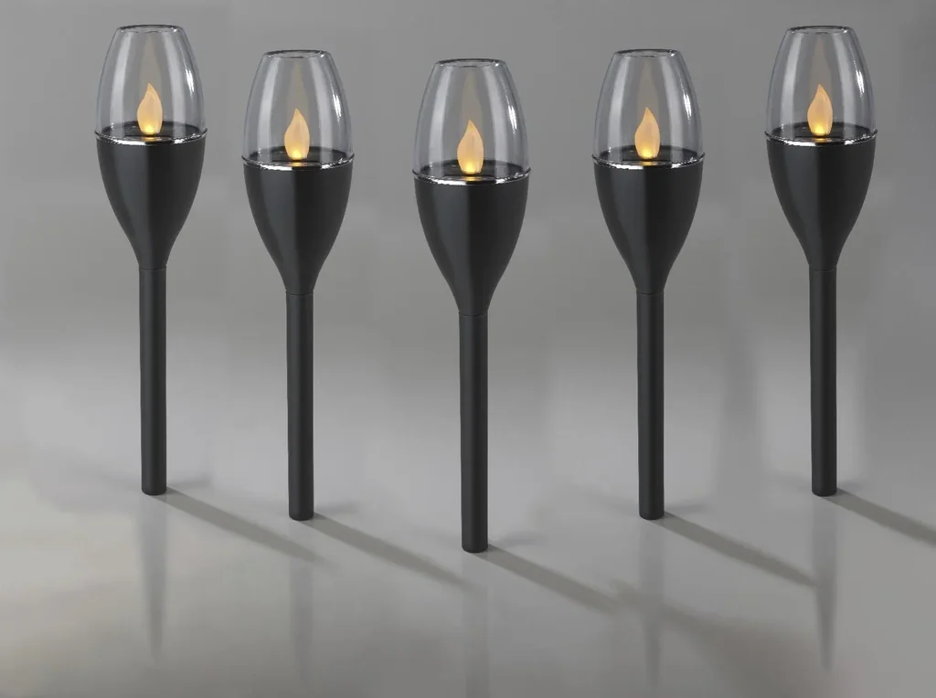 Solar flame lights - set of 5
