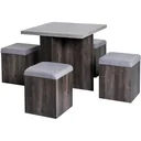 Dining table set with 4 stools grey 80x80cm