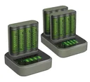 USB fast charger with docking station, LCD charge level display for 4 AA / AAA NiMH batteries including 4 ReCyko (AA) 2600mA