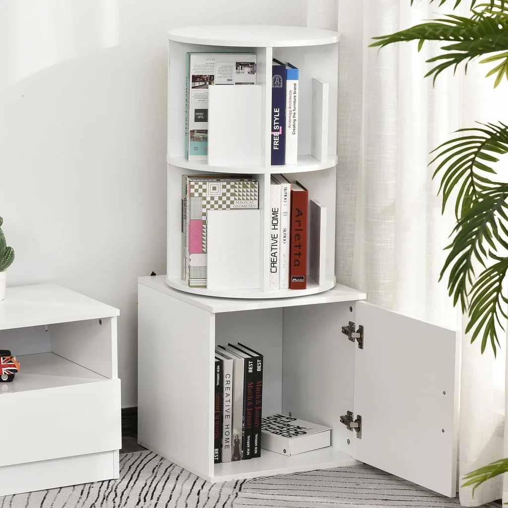 Rotating bookshelf 360°, white