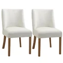 Set of 2 dining room chairs, kitchen chairs, upholstered chairs with backrest, upholstered armchair, faux leather armchair, wooden legs, cream white, 49x6