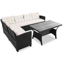 Polyrattan lounge set black WPC table top