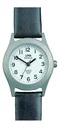Basic 1320-9 titanium wristwatch with leather strap, silver/black
