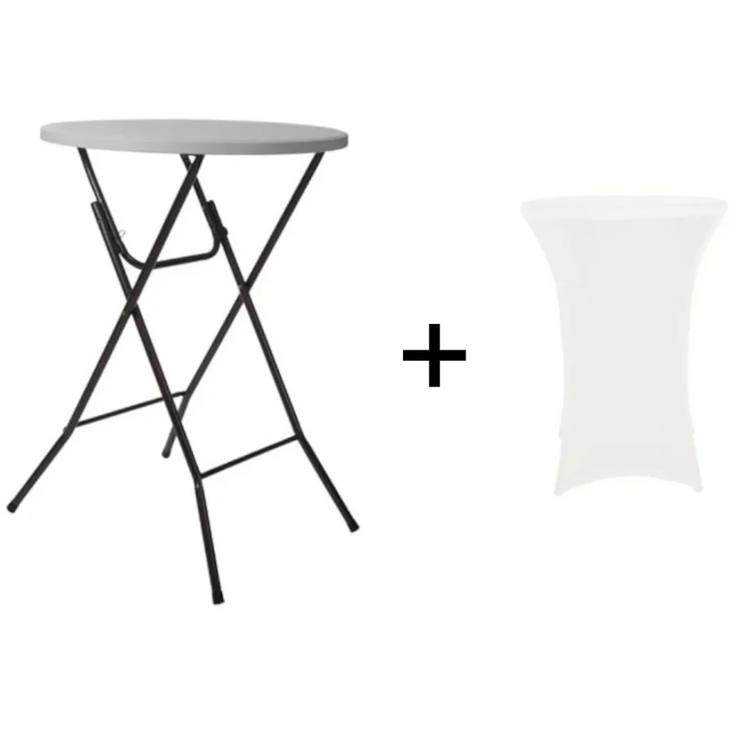 Round folding table including cover - 80 x 110 cm (ø x H) - White