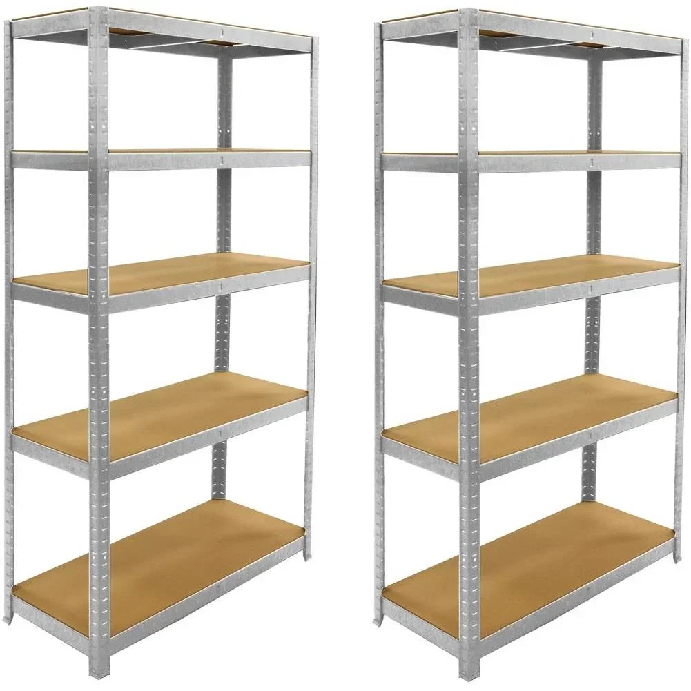 2 metal storage racks / shelving units with 5 shelves - 875kg capacity - (WxDxH) 90x40x180cm - 175kg per shelf