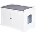 2-in-1 cat litter box with drawer and lid white+grey