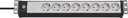 Premium-Line 8-way power strip, 19" format ideal for server cabinets, without switch, black/grey
