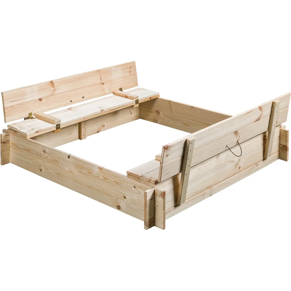 Sandpit made of bare wood