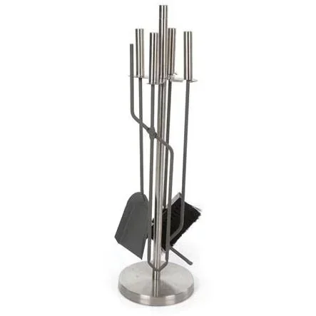 Fireplace tools - 4 pieces - stainless steel - 63 cm