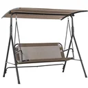 2-seater Hollywood swing rocking chair outdoor garden lounger UV-resistant high-quality metal tube angle adjustable brown