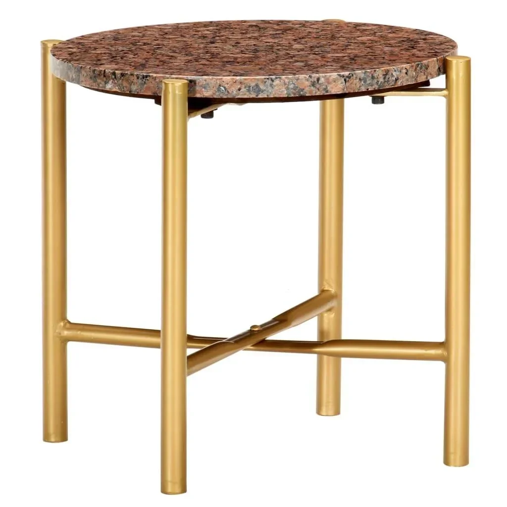 Coffee table 40x40x40 cm real stone with marble texture brown