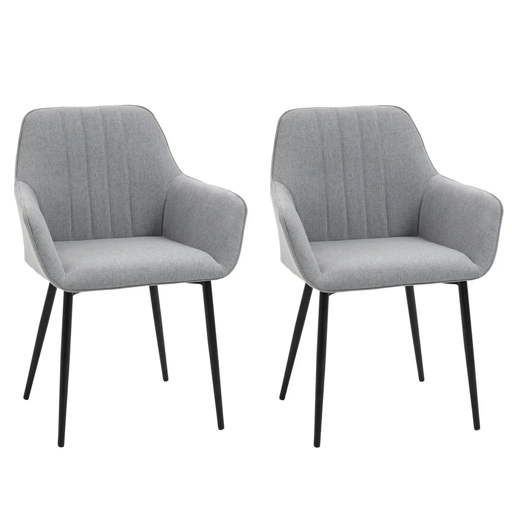 2-piece dining chairs dining chairs with breathable linen cover ergonomic kitchen chair with backrest armrest and