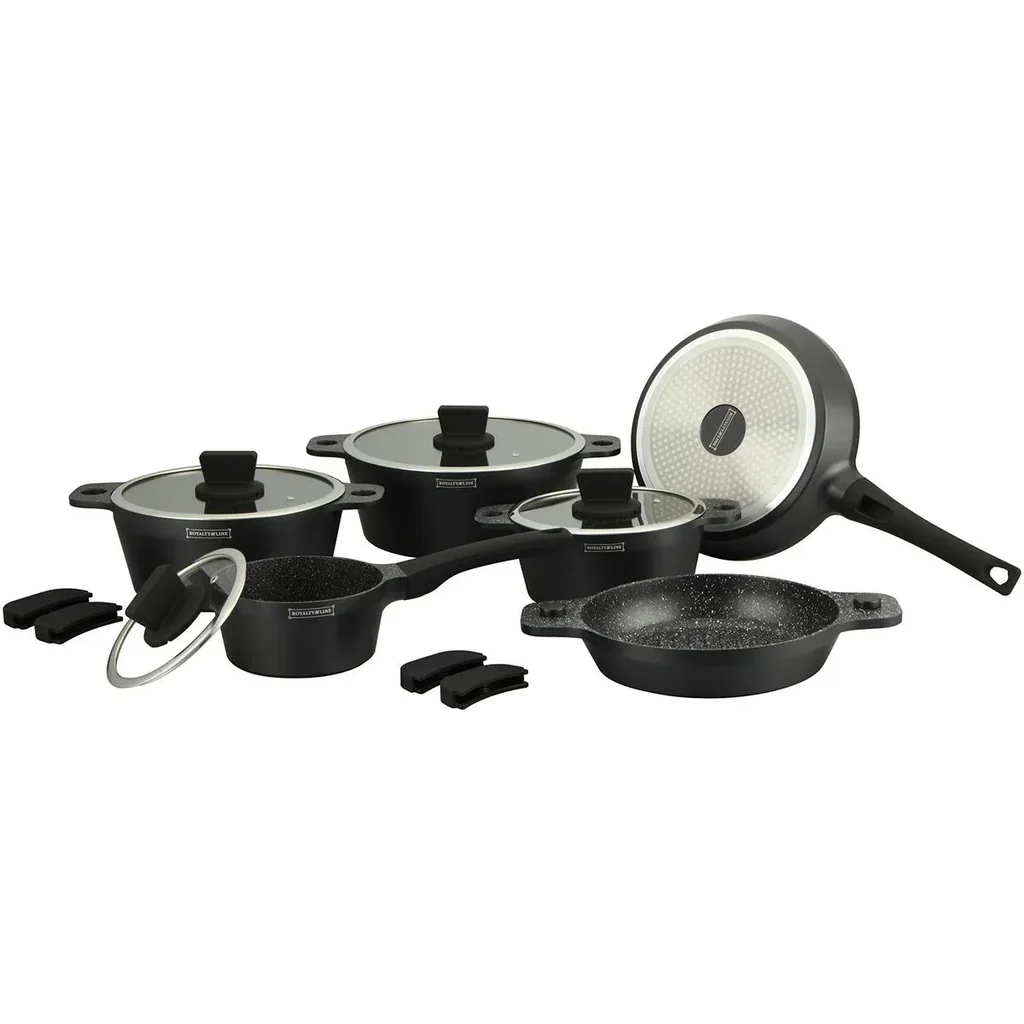 14-piece cookware set - 4 removable handles - Black