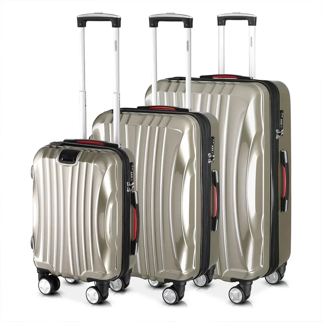 Hard-shell suitcase set Ikarus Champagne M/L/XL