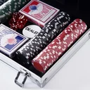 Poker case with 200 chips silver
